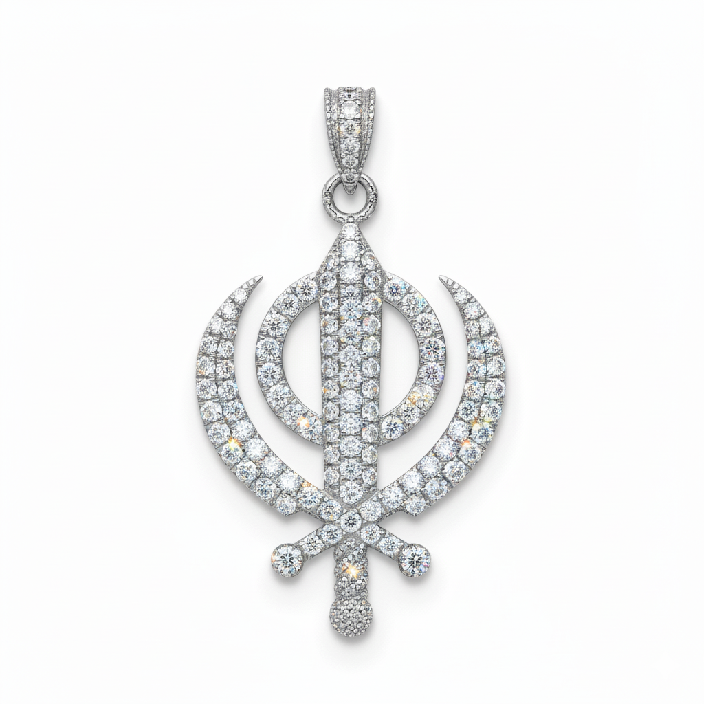 Khanda Pendant - Iced Out