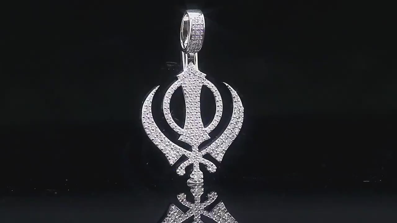 Khanda Pendant - Iced Out